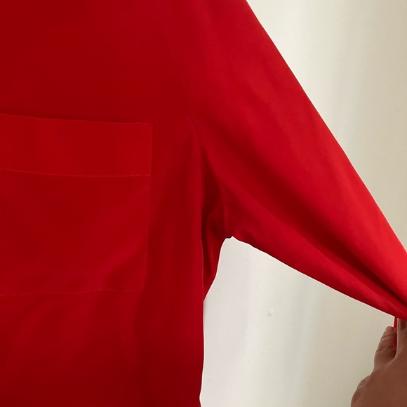 Bright red silk Sézane button up! Size 38 - Picture 5 of 6